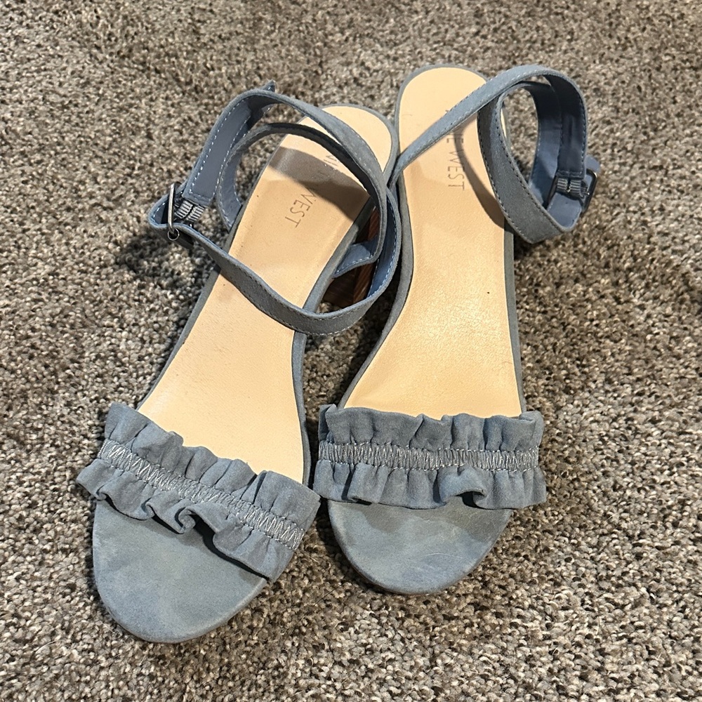 Nine West Blue Ruffle Sandals